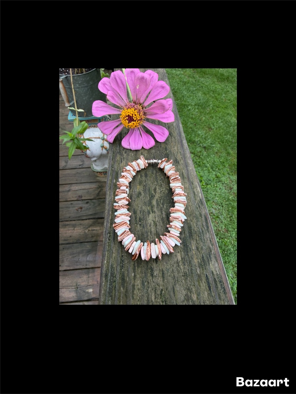 Vintage hawaiian 90s pink puka sea shell bracelet surfer jewelry tropical beach